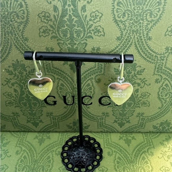 Gucci Marmont AG925 Silver Heart Earrings - Picture 1 of 7